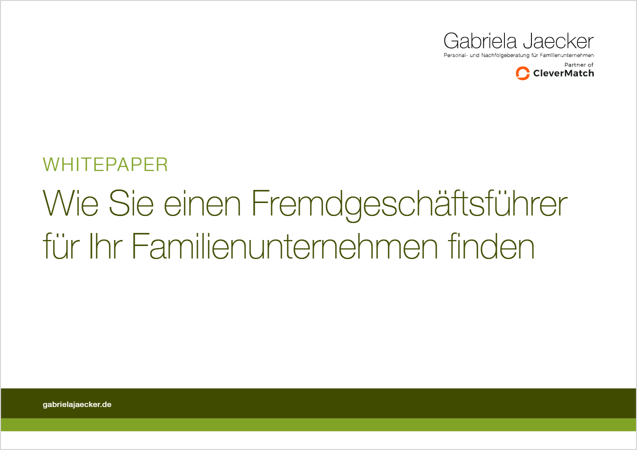 Titelseite Whitepaper: Wie Sie einen Fremdgeschäftsführer für Ihr Familienunternehmen finden